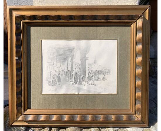 Guglielmo Ciardi (Venezia 1842 - Venezia 1917) - Mercato di Badoere.