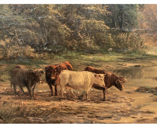 Highland Painter (late 19th century) - Highland Cattle at the Lake.