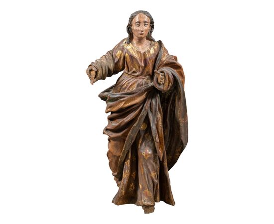 Carved and painted wooden sculpture - Figure of a saint - Italy, 17th-18th century.