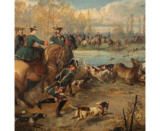 Jean Adolphe Boucé (1818 - 1875) - Deer Hunt. Jean Adolphe Boucé (1818 - 1875) - Deer Hunt.