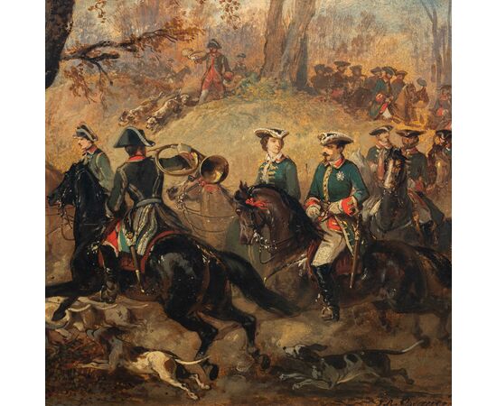 Jean Adolphe Boucé (1818 - 1875) - Stag Hunt. Jean Adolphe Boucé (1818 - 1875) - Stag Hunt.