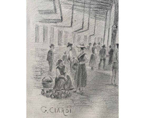 Guglielmo Ciardi (Venezia 1842 - Venezia 1917) - Mercato di Badoere.