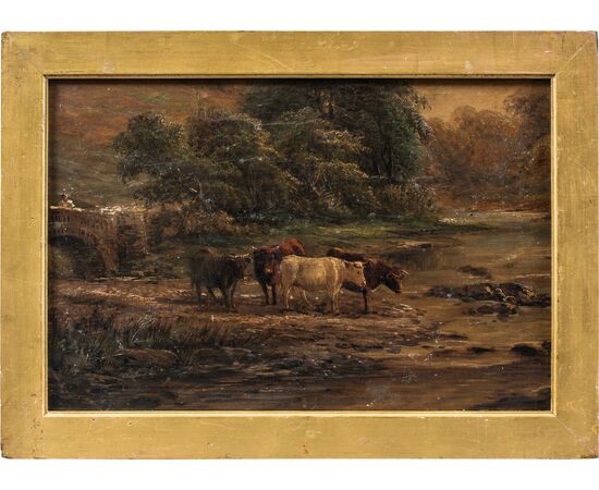 Highland Painter (late 19th century) - Highland Cattle at the Lake.