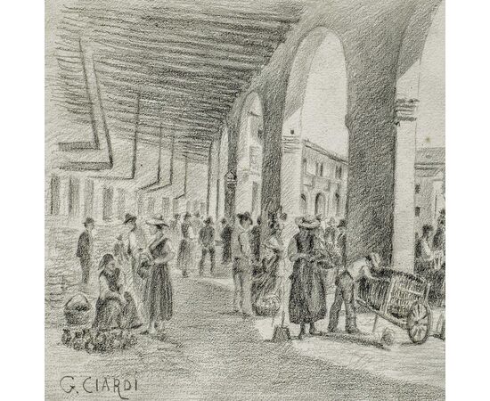 Guglielmo Ciardi (Venezia 1842 - Venezia 1917) - Mercato di Badoere.