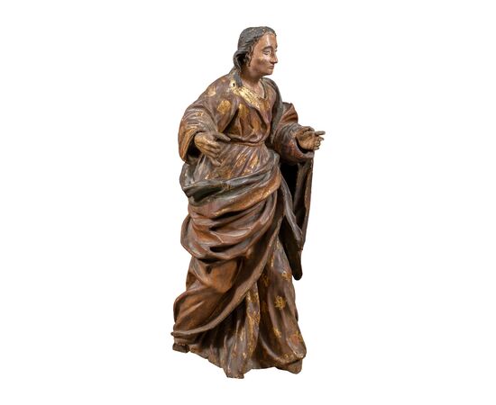Carved and painted wooden sculpture - Figure of a saint - Italy, 17th-18th century.