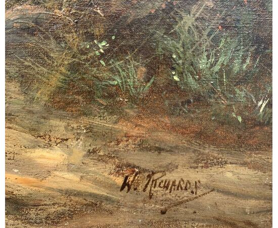 W. Richard (British, late 19th century) - Landscape with a Herd of Highlanders by the lake. W. Richard (British, late 19th century) - Landscape with a Herd of Highlanders by the lake.