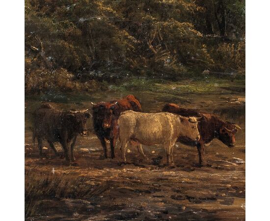 Highland Painter (late 19th century) - Highland Cattle at the Lake.