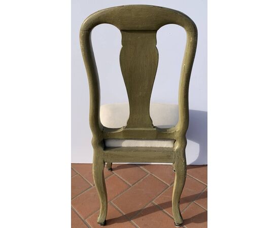 Carved, lacquered, and painted wooden chair. Genoa, 18th century. Carved, lacquered, and painted wooden chair. Genoa, 18th century.