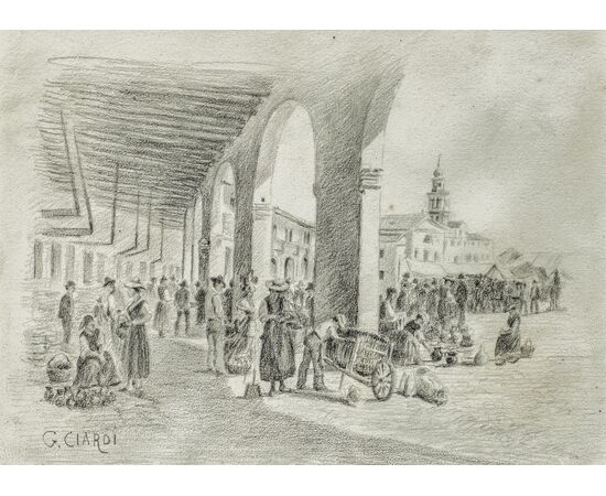 Guglielmo Ciardi (Venezia 1842 - Venezia 1917) - Mercato di Badoere.