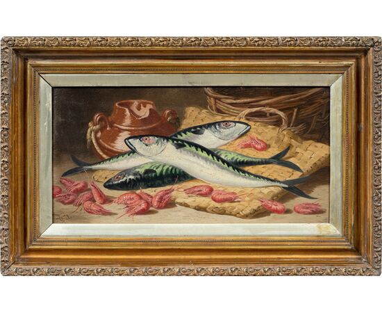 Charles Thomas Bale (British, 1866 - 1895) - Still life of fish and shrimp. Charles Thomas Bale (British, 1866 - 1895) - Still life of fish and shrimp.