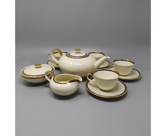 1950s Gorgeous White, Blue and Gold Tea Set/Coffee Set in Bavaria Porcelain. Made in Germany