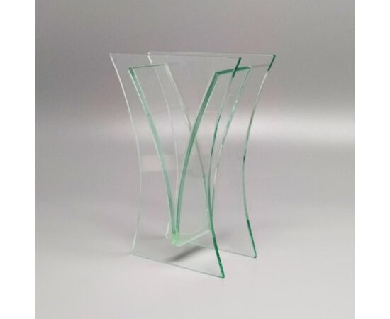 1960s Vase in Acid Crystal, Aquamarine Color. Made in italy