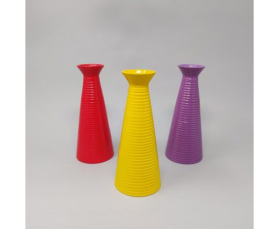 1980s Amazing Set of 3 Vases in Ceramic. Made in Italy