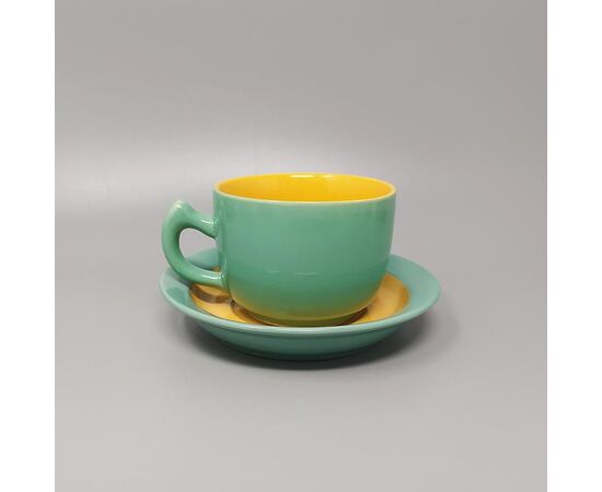 1980s Gorgeous Green and Yellow Tea Set/Coffee Set in Ceramic by Naj Oleari. Made in Italy