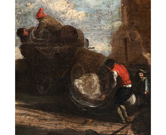 Roman painter (18th century) - Landscape with travelers.