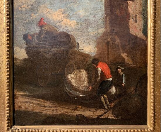 Roman painter (18th century) - Landscape with travelers.