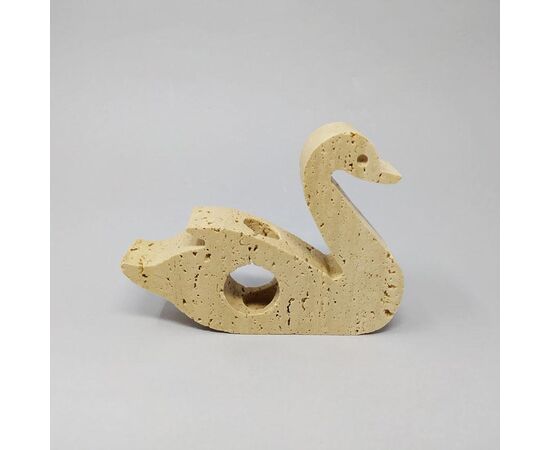 1970s Original Rare Travertine Swan Sculpture designed by Enzo Mari for F.lli Mannelli. Made in Italy