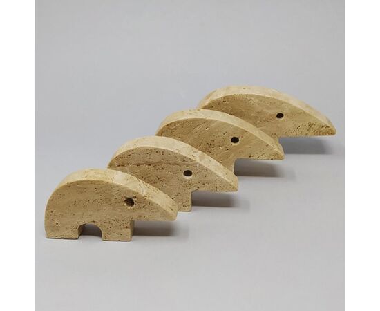 1970s Set of 4 Original Travertine Anteater Sculptures designed by Enzo Mari for F.lli Mannelli