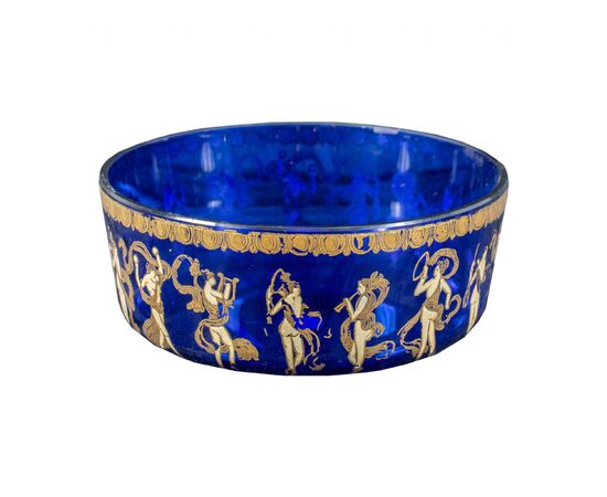 Murano blown glass bowl, painted in gold and polychrome - Barovier & Toso manufacture. Murano, late 19th century.