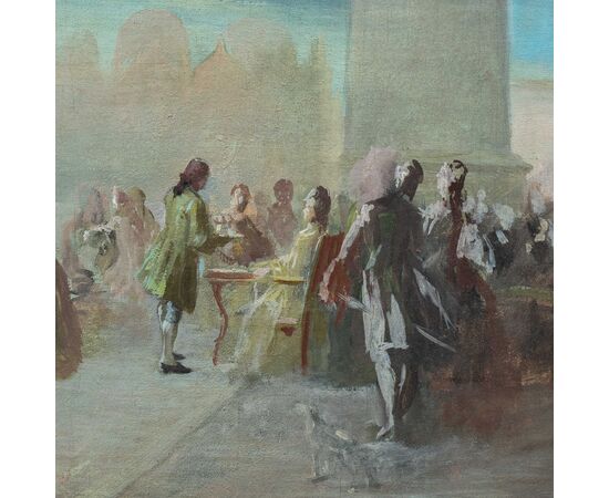 Venetian painter (early 20th century) - Carnival in Venice in Piazza S. Marco.