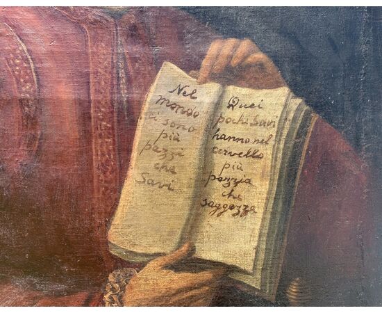 Italian painter (18th century) - Portrait of a gentleman with an aphorism.