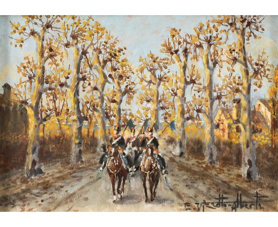 Enrico Vizzotto Alberti (Oderzo 1880 - Padua 1976) - The 7th regiment of the lancers of Milan.