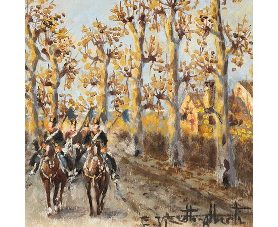 Enrico Vizzotto Alberti (Oderzo 1880 - Padua 1976) - The 7th regiment of the lancers of Milan.