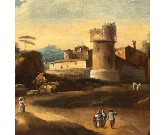 Francesco Tironi (Venezia 1745 - Venezia 1797) - Paesaggio veneto con pastori e armenti.