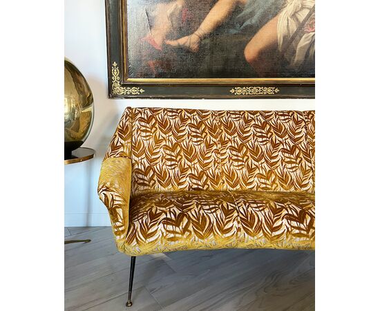 Divano foliage ocra - Vintage 1970