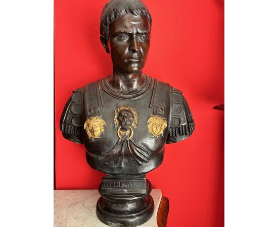 Busto di bronzo del Imperatore "OTTAVIANO"