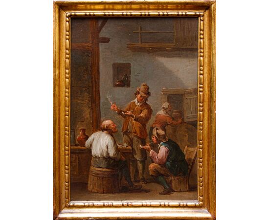 Scena di taverna con fumatori, tavola, Bottega di Jan Thomas van Kessel (Anversa, 1677-1741)