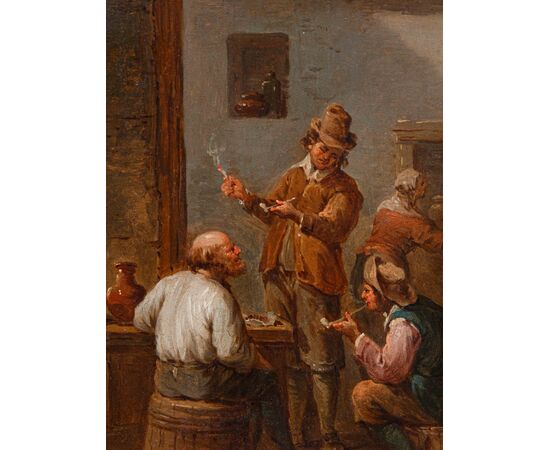 Scena di taverna con fumatori, tavola, Bottega di Jan Thomas van Kessel (Anversa, 1677-1741)
