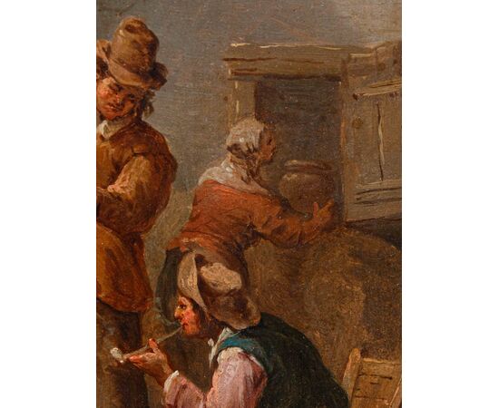 Scena di taverna con fumatori, tavola, Bottega di Jan Thomas van Kessel (Anversa, 1677-1741)