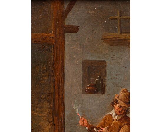 Scena di taverna con fumatori, tavola, Bottega di Jan Thomas van Kessel (Anversa, 1677-1741)