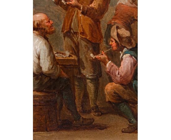 Scena di taverna con fumatori, tavola, Bottega di Jan Thomas van Kessel (Anversa, 1677-1741)