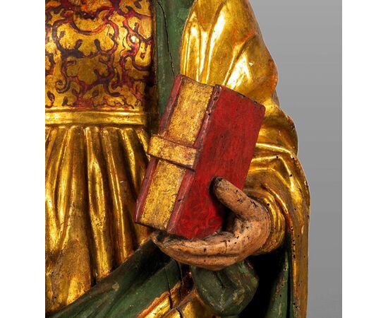 Saint Catherine of Alexandria, polychrome and gilded wooden sculpture