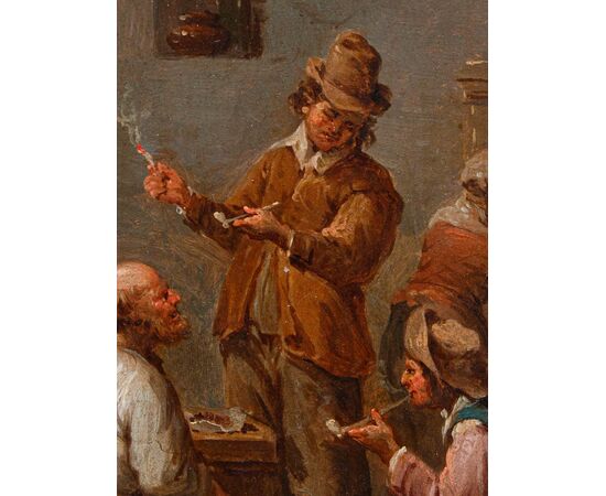 Scena di taverna con fumatori, tavola, Bottega di Jan Thomas van Kessel (Anversa, 1677-1741)