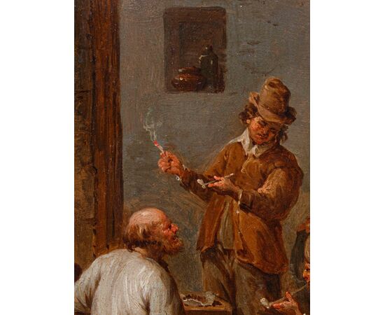 Scena di taverna con fumatori, tavola, Bottega di Jan Thomas van Kessel (Anversa, 1677-1741)