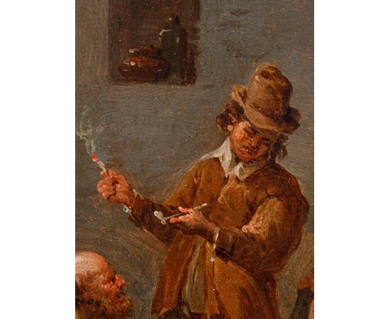 Scena di taverna con fumatori, tavola, Bottega di Jan Thomas van Kessel (Anversa, 1677-1741)