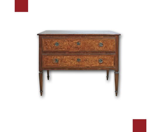 LOUIS XVI MARQUETRY CHEST OF DRAWERS, SECOND HALF OF THE 18TH CENTURY LOUIS XVI MARQUETRY CHEST OF DRAWERS, SECOND HALF OF THE 18TH CENTURY