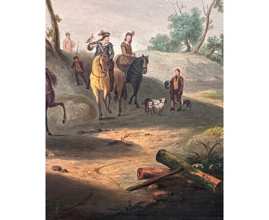 Painting with rural scene, early 19th century