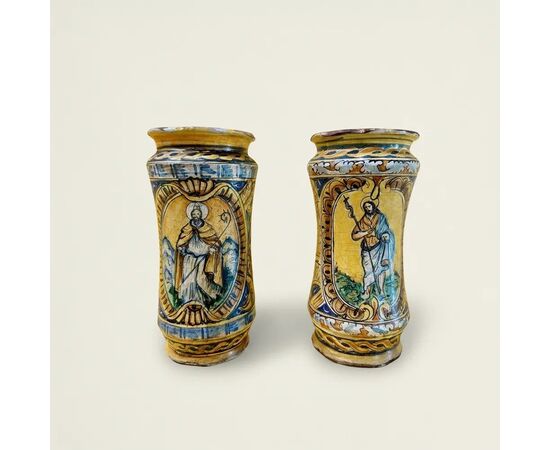 
Coppia di Albarelli in Maiolica Siciliana XIX secolo