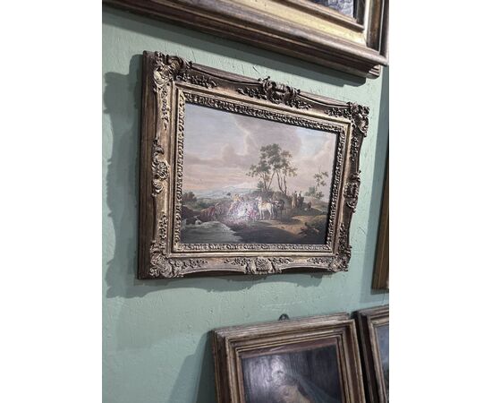 Painting with rural scene, early 19th century