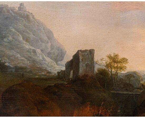 Seguace di Dirk Stoop (1610 – 1686), Sentiero con viandanti