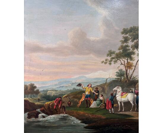 Painting with rural scene, early 19th century