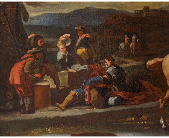 Scuola fiamminga, XVII secolo, Sosta di cavalleria