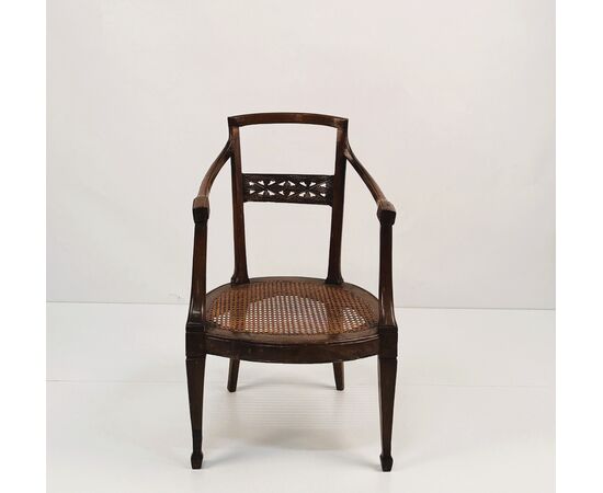 Set of eight walnut armchairs, Veneto, late 18th century