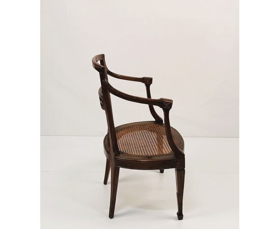 Set of eight walnut armchairs, Veneto, late 18th century