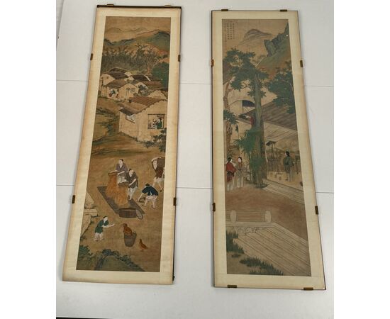 Coppia di dipinti, Cina, Dinastia Qing,  XVIII-XIX secolo