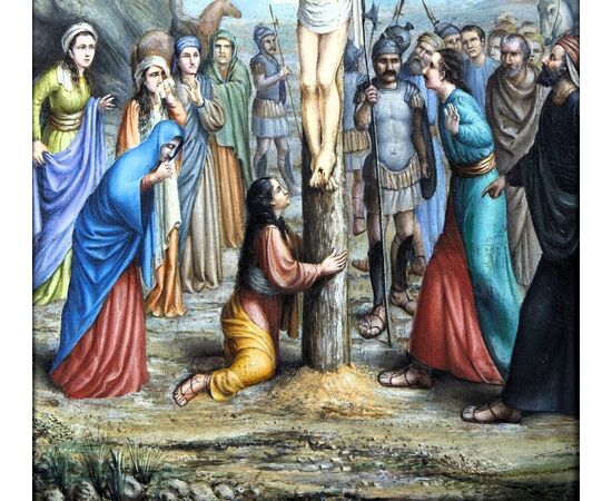 "Crucifixion of Christ" oil on panel
